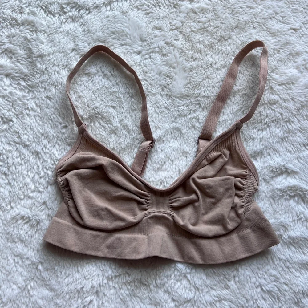 Skims Sculpting Bralette Clay‎ Tan Ruched Seamless Adjustable Straps Size Small